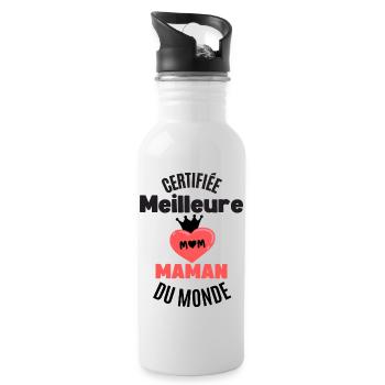 certifiée meilleure maman - Gourde avec paille intégrée - blanc - Droite