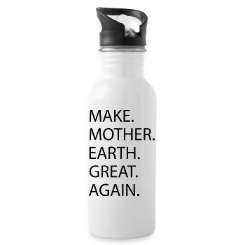vegetarian sayings food plant awesome - Trinkflasche mit integriertem Trinkhalm - Weiß - Rechts