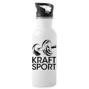 fitness kraftsport Training Hanteln Symbol gym - Trinkflasche mit integriertem Trinkhalm - Weiß - Rechts