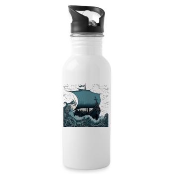 Wikingerschiff Langboot Nordmann Runen Wikinger - Trinkflasche mit integriertem Trinkhalm - Weiß - Rechts