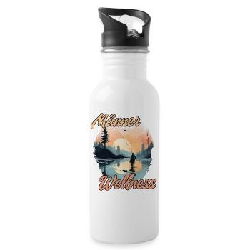 Männer Angel Shirt Fliegenfischen Männer Wellness - Trinkflasche mit integriertem Trinkhalm - Weiß - Rechts