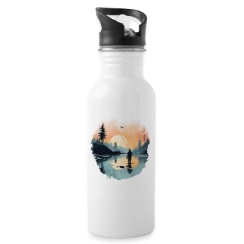 Fly fisherman romance angler t shirt for anglers - Water bottle with straw - white - Right