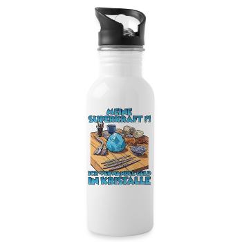 Sparkling Creations Kristallzüchter Geschenk - Trinkflasche mit integriertem Trinkhalm - Weiß - Rechts