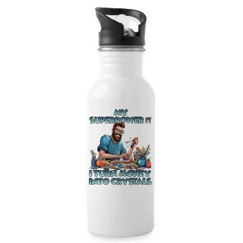 CrystalArtisans Cadeau de culture de cristal - Gourde avec paille intégrée - blanc - Droite