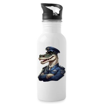 Policier crocodile - Gourde avec paille intégrée - blanc - Droite