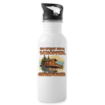 Lustiges Sauna T für Wellness Fans und Sauna - Trinkflasche mit integriertem Trinkhalm - Weiß - Rechts