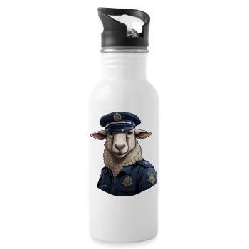 Moutons de la police - Gourde avec paille intégrée - blanc - Droite