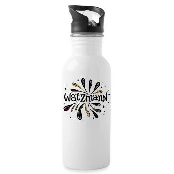 Watzmann Schriftzug kunstvoll gestaltet - Trinkflasche mit integriertem Trinkhalm - Weiß - Rechts