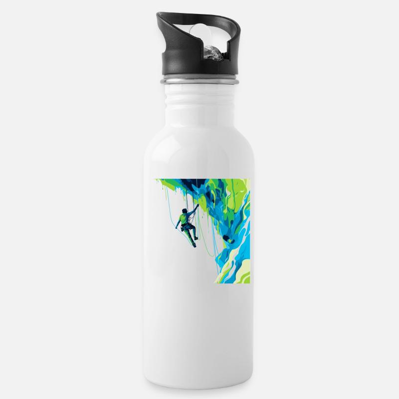 Toprope Klettern Naturerlebnis & Adrenalin Toprope - Trinkflasche mit integriertem Trinkhalm - Weiß