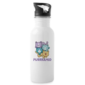 Lustiges Katzenliebhaber Motiv Katzenbesitzer - Trinkflasche mit integriertem Trinkhalm - Weiß - Rechts