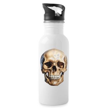 Crâne Crâne, symbole de mort et de danger - Gourde avec paille intégrée - blanc - Droite