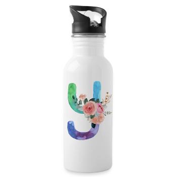 Letter y watercolor - Water bottle with straw - white - Right