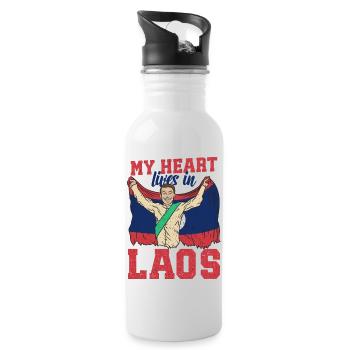 Laos Laote Stolz Junge Flagge I Geschenk - Trinkflasche mit integriertem Trinkhalm - Weiß - Rechts