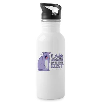 Lustige Morgen Katze Besitzer Geschenk - Trinkflasche mit integriertem Trinkhalm - Weiß - Rechts