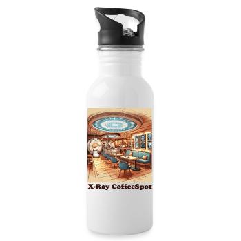 Cafe Radiologie Medizinische Kunst Barista Manip Radio - Trinkflasche mit integriertem Trinkhalm - Weiß - Rechts