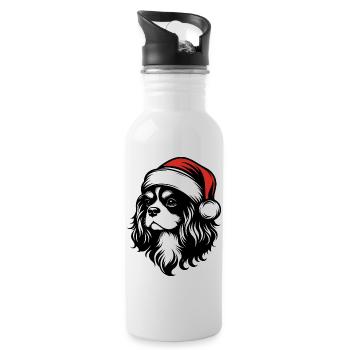 Cavalier King Noël - Cadeau Élégant - Gourde avec paille intégrée - blanc - Droite