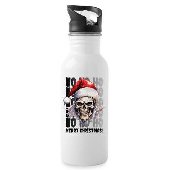Christmas Skull Skull Horror Creepy - Water bottle with straw - white - Right
