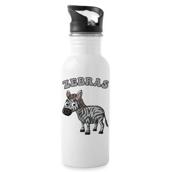 Zebra Pop Art Karikatur auf Schwarz - Trinkflasche mit integriertem Trinkhalm - Weiß - Rechts