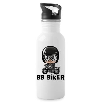 bébé motard, bébé biker, baby biker - Gourde avec paille intégrée - blanc - Droite