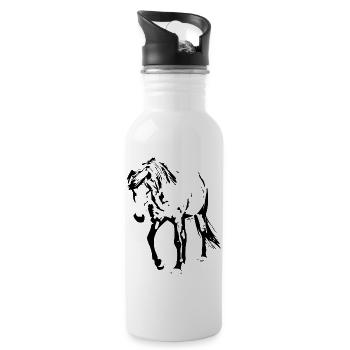 Chevaux T-shirt Cadeau Cavalier - Gourde avec paille intégrée - blanc - Droite