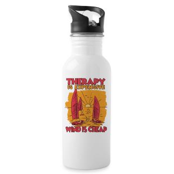 sail captain sail hobby yacht sailor - Water bottle with straw - white - Right