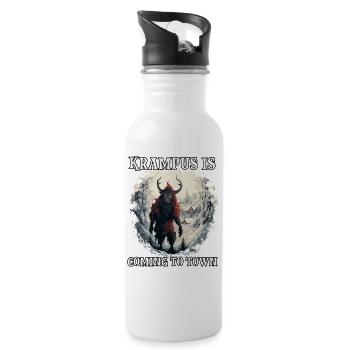 Der Krampus Kommt | Kramperl | Krampus Kostüm - Trinkflasche mit integriertem Trinkhalm - Weiß - Rechts