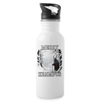 Krampus T | Costume de Krampus | Père Noël - Gourde avec paille intégrée - blanc - Droite