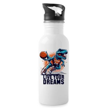 Cadeau de basket-ball T-Rex Dinosaur Dreams - Gourde avec paille intégrée - blanc - Droite