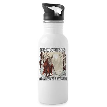 Krampus T | Krampus Costume | Scary Santa Claus - Water bottle with straw - white - Right