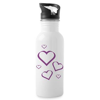 Coeur Violet Violet Coeur Motif Violet - Gourde avec paille intégrée - blanc - Droite