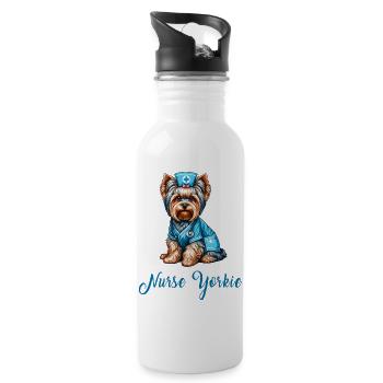 Infirmière Yorkshire Terrier - Gourde avec paille intégrée - blanc - Droite
