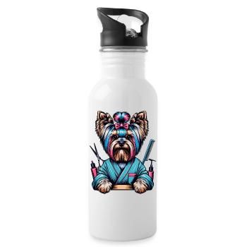Coiffeur Yorkshire Terrier - Gourde avec paille intégrée - blanc - Droite