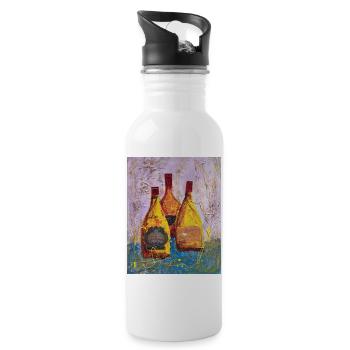 Abstrakte Weinetiketten Round Hill - Trinkflasche mit integriertem Trinkhalm - Weiß - Rechts