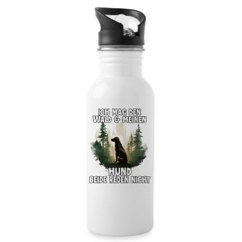 Hunde Sprüche Hundehalter Geschenk Gassi Geschenk - Trinkflasche mit integriertem Trinkhalm - Weiß - Rechts