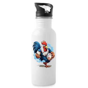 Rugby France Coq Ballon De Rugby Joueur Fan De Sport - Gourde avec paille intégrée - blanc - Droite