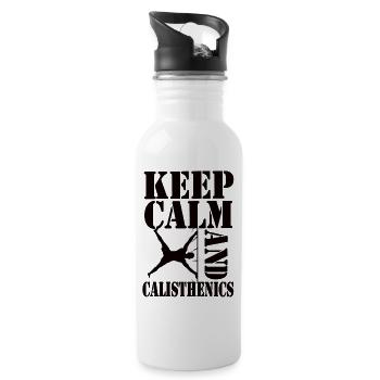 Keep Calm and Calisthenics – Workout Design - Water bottle with straw - white - Right