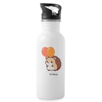 Süßer Igel - Trinkflasche mit integriertem Trinkhalm - Weiß - Rechts