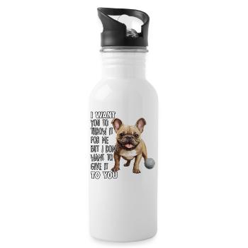 Bouledogue français Amoureux des chiens Frenchie - Gourde avec paille intégrée - blanc - Droite