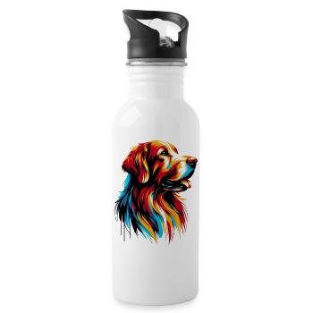 Labrador Golden Retriever Dog - Water bottle with straw - white - Right