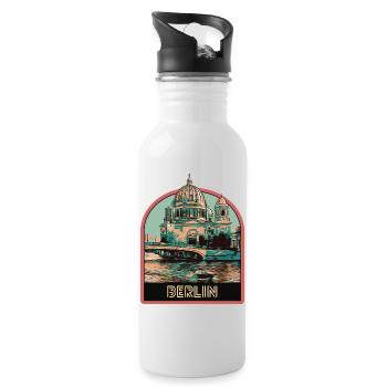 View of the Berlin Cathedral Dome and the Spree - Water bottle with straw - white - Right