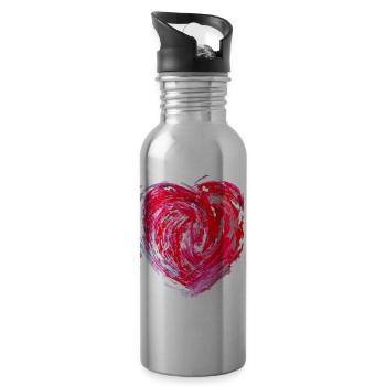 "Heart2" by Acryl Galerie & Design - Trinkflasche mit integriertem Trinkhalm - Lightsilver - Rechts