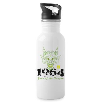 Geburtstagskinder 1964 -2024 in Jahr des Drachen - Trinkflasche mit integriertem Trinkhalm - Weiß - Rechts