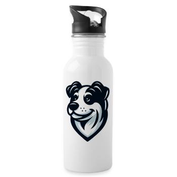Doggy: Illustration of a Friend - Water bottle with straw - white - Right