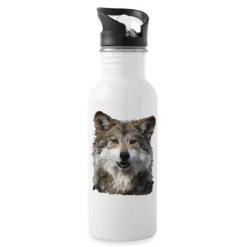 Wolf - Trinkflasche mit integriertem Trinkhalm - Weiß - Rechts