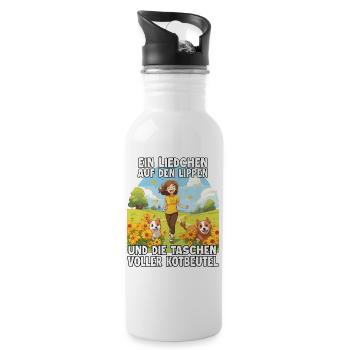 Funny dog owner t-shirt dog mom dogs - Water bottle with straw - white - Right