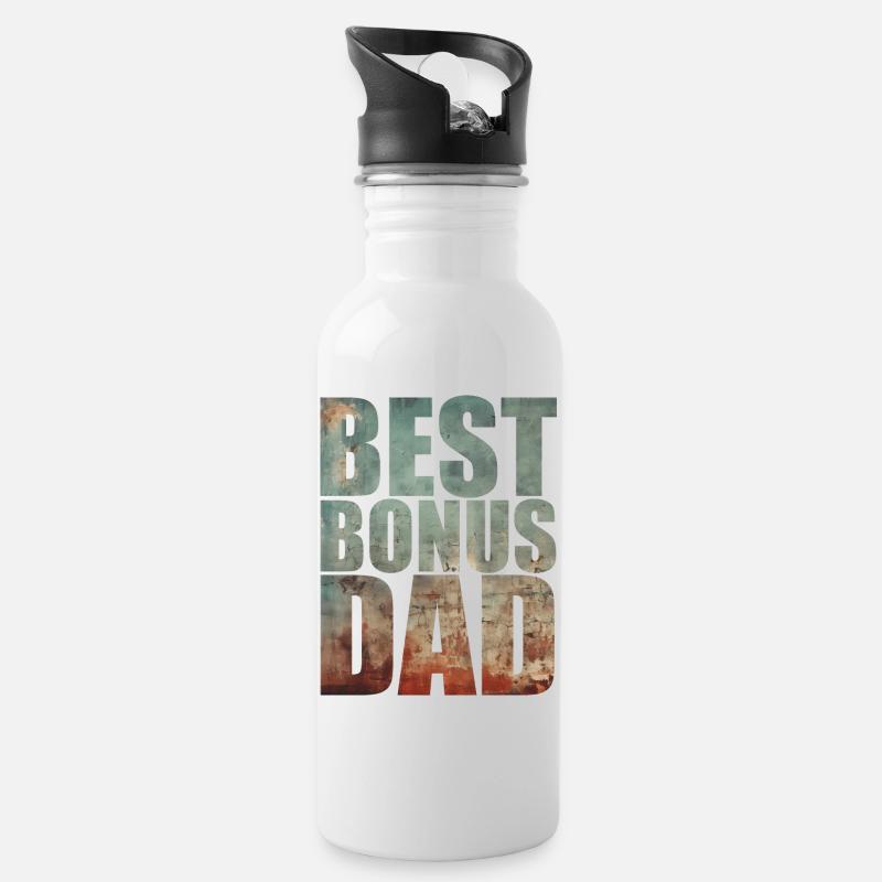 Best Bonus Dad - Trinkflasche mit integriertem Trinkhalm - Weiß