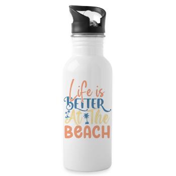 Life is Better At The Beach - Water bottle with straw - white - Right