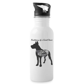 ANATOMIE EINER DEUTSCHEN DOGGE - Trinkflasche mit integriertem Trinkhalm - Weiß - Rechts