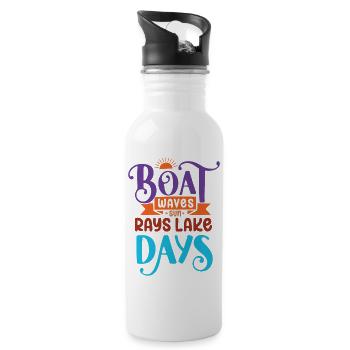 Boot Wellen Sonnenstrahlen See Tage - Trinkflasche mit integriertem Trinkhalm - Weiß - Rechts