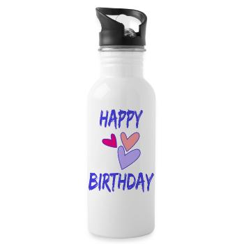 60. 60 YEARS. 60th ANNIVERSARY. 60TH BIRTHDAY. - Water bottle with straw - white - Right